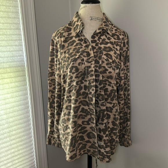 Vintage Havana Blouse Leopard Print Back Tie Detail Long Sleeves Button Down - Picture 1 of 13